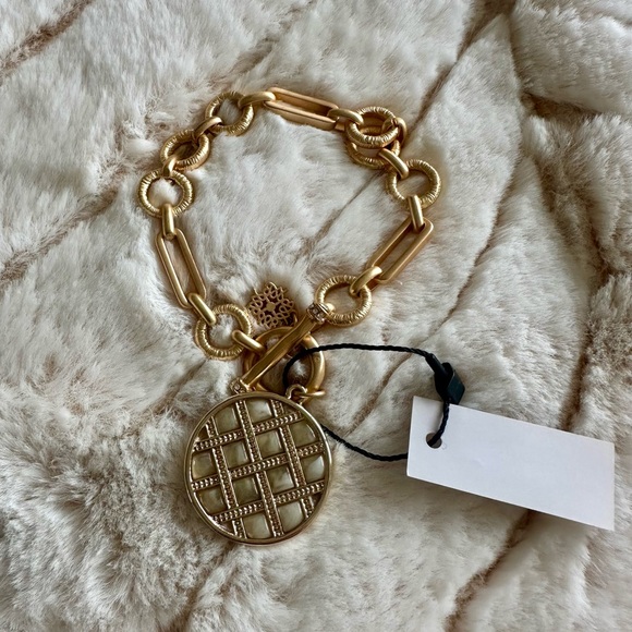 Chico's Gold-Tone Link Bracelet with Decorative Medallion Pendant - Picture 2 of 3